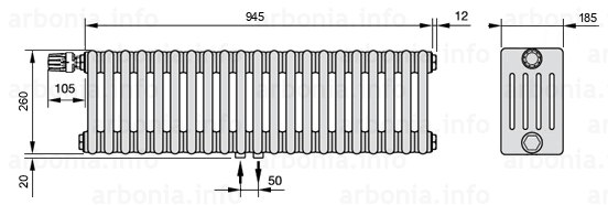 Схема (чертеж) Радиатор Arbonia 5026/21 №98 твв